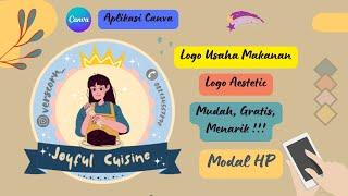 Cara Membuat Logo Usaha Makanan Gratis di Canva || Logo Olshop Aestetic dan Menarik