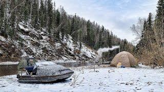 FISHING IN TAIGA! CLIMBED INTO REAL WINTER BY AIRBOAT