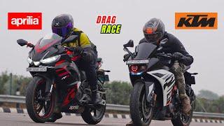 Aprilia rs457 vs Ktm Rc 390 2022 Model Drag race