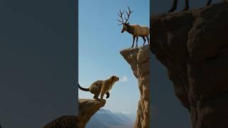 Leopard ambushes Elk from the cliff #wildlife #leopard #elk #cliff #animals #shorts