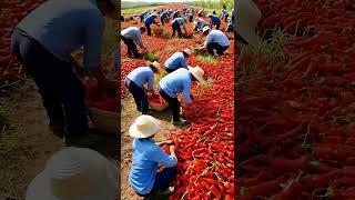 Workers harvesting peppers#farmer#fruit#farming#farm#nature#shorts