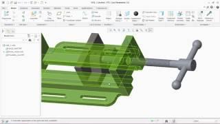 Full assembly of  bench vise using the mechanisms constrain in creo 3 0