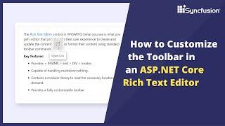 How to Customize the Toolbar in an ASP.NET Core Rich Text Editor