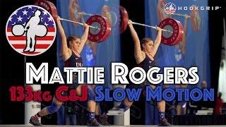 Mattie Rogers (69) - 129, 131 and 133kg Clean and Jerk Slow Motion