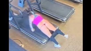 CAUGHT ON CAMERA: Treadmill fall robs woman of her pants