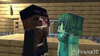 Minecraft animations ender girl kiss zombies girl #minecraft #animation #prisma3d