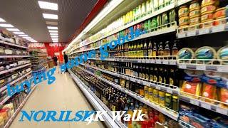 ⁴ᴷ⁶⁰ Walking in Norilsk City, buying some goods from the market. 13 October, 2020, 16:00  -2°C