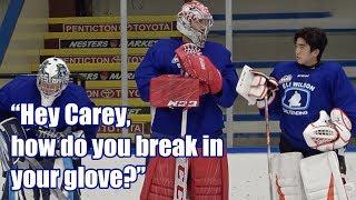 Price tells student how he breaks in his glove