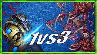 StarCraft 2 / Protoss VS Zerg / 1 vs 3 ИИ / Насколько силён флот Протоссов