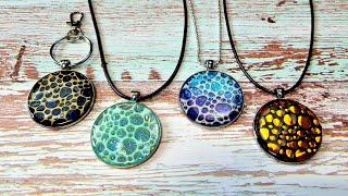 #1408 Beautiful Iridescent Resin Seafoam Pendants