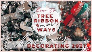 HOW TO PUT RIBBON ON A CHRISTMAS TREE | 4 EASY RIBBON TUTORIALS | STEP BY STEP