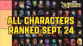 ALL CHARACTERS RANKED - TIER LIST - SEPT 2024 - MARVEL Strike Force - MSF