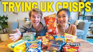 Americans Try British Crisps For First Time! | Sausage Roll Crisps, Skips, Frazzles, Quavers...