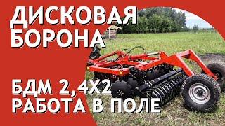 Борона дисковая прицепная БДМ 2,4х2 Артайус в работе с МТЗ-82