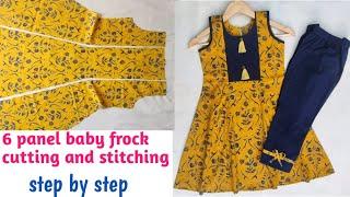 6 panel baby frock with plazzo pant cutting &stitching/panel frock for girl/frock cutting & stitchin