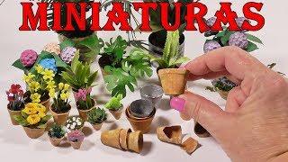 How to make pots, plants and flowers in miniature. Greenhouse in miniature part 1