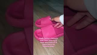 Slip on comfort with pillow slides for instant foot pain relief #slides