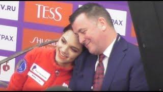 Evgenia Medvedeva and  Brian Orser in kiss and cry FS Rostelecom Cup 2019 Moscow