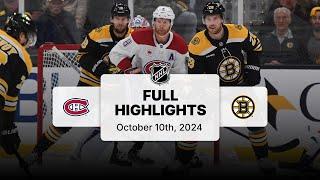 Canadiens at Bruins | October 10, 2024 | NHL Full Game Highlights