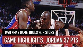 Throwback XMAS 1990.12.25. Chicago Bulls vs Detroit Pistons Full Game Highlights HD Jordan 37 pts