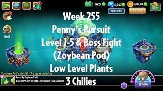 PvZ2 Penny's Pursuit Week 255 (Zoybean Pod) - Level 1-5 & Boss Fight - 3 Chilies