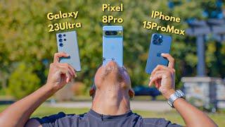 CAMERA COMPARISON  Pixel 8 Pro vs IPhone 15 Pro Max vs Galaxy S23 Ultra - NOT what I expected!