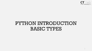 Introduction to Python L1: basic data types