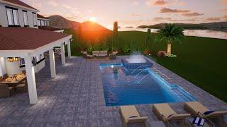 Quick Video Flyover of an Exquisite Pool with Perimeter Spillover Spa