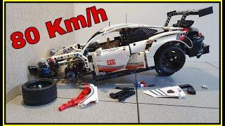 Lego 42096 CRASH  80 KM/H  Lego car crash test - PORSCHE 911 RSR destroyed