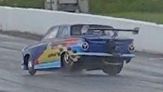 Steve Green Ford Cortina Mk1 Crash at Santa Pod Raceway