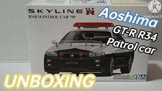 Aoshima Nissan Skyline GT-R R34 patrol car - UNBOXING