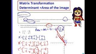 Matrix Transformation: Area of image =Determinant