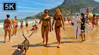 5K ⁶⁰ LEBLON BEACH |  Bikini Beach in RIO DE JANEIRO walking tour