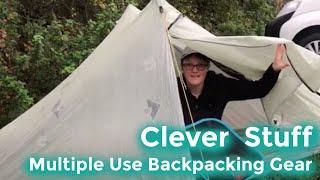 CLEVER BACKPACKING GEAR THAT HAS MULTIPLE PURPOSE USES