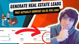 $0.93 Per Real Estate Lead using Facebook Ads  How to Generate GOOD Leads that Convert!