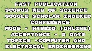 International online conference / 5 days for scopus  web of science indexed journals acceptance