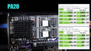 PA20 Dual M.2 PCIe NVMe SSD Adapter ( PCIe Bifurcation and None PCIe Bifurcation motherboard)