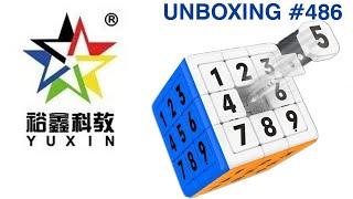 Unboxing №486 Куб Пятнашки 3х3 | YuXin 3x3x3 Magnetic Sliding Tile Cube | Number Klotski 3x3x3