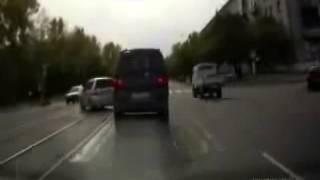 Car and tram accident in Russia!Honda Jazz crash!ДТП аварии