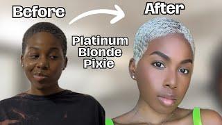 How to Achieve Platinum Blonde Hair AT HOME | SAVE $$$$ | #DIY #pixiecut