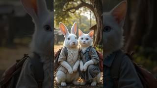 cat and rabbit friendship  #ai #cat