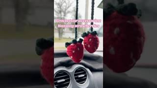 Cute crochet strawberry car hanging ornament #crochet  #strawberry #ornaments