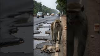 Mother monkey rescues baby monkey after electric shock | Animal rescue | Mysterious Land
