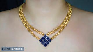 Easy to make beaded necklace with only seed beads and bicone beads for beginners