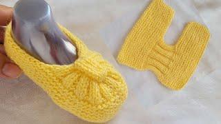 ОЧЕНЬЛЕГКИЕ ТАПОЧКИ СЛЕДКИ ПИНЕТКИ ВЯЗАНЫЕ СПИЦАМИ/knitted slippers