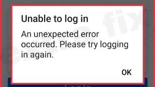 Instagram Fix Unable to log in An unexpected error occurred. Please try logging in again Problem