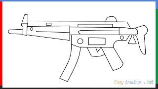 How to draw MP5 step by step for beginners