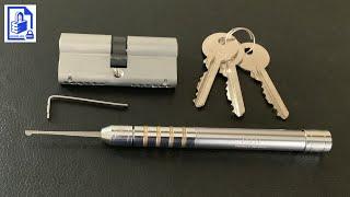 811. ERA Euro cylinder door lock picked open with the modified half ball H&H pen style lock pick set