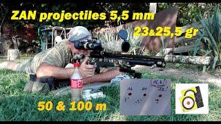 ZAN projectiles 23 & 25,5 gr test at 50 m & 100 m