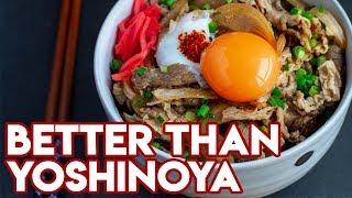 Gyudon Recipe - Yoshinoya Beef Bowl Recipe - Straight Up Eats